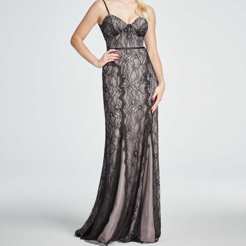 Zac Posen Black Lace Formal Gown